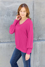 Load image into Gallery viewer, Basic Bae Full Size V-Neck Lantern Sleeve Blouse