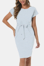 Load image into Gallery viewer, Tie Front Round Neck Short Sleeve Dress