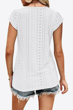 Load image into Gallery viewer, Eyelet Contrast V-Neck Tee