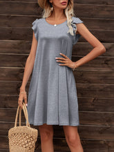 Load image into Gallery viewer, Round Neck Flutter Sleeve Dress with Pockets