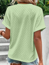 Load image into Gallery viewer, Eyelet Notched Short Sleeve Blouse