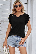 Load image into Gallery viewer, Ruched Notched Short Sleeve T-Shirt