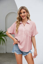 Load image into Gallery viewer, Half Button Johnny Collar Blouse