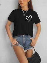 Load image into Gallery viewer, Heart Round Neck Short Sleeve T-Shirt