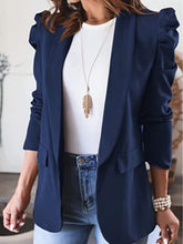 Load image into Gallery viewer, Collared Neck Puff Sleeve Blazer