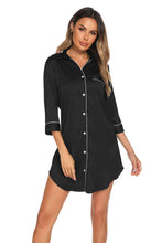 Load image into Gallery viewer, Button Up Collared Neck Night Dress with Pocket