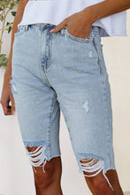 Load image into Gallery viewer, Distressed Raw Hem Denim Shorts