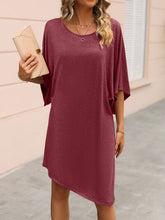 Load image into Gallery viewer, Round Neck Three-Quarter Sleeve Tee Dress