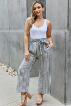 Load image into Gallery viewer, Heimish Find Your Path Full Size Paperbag Waist Striped Culotte Pants