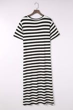 Load image into Gallery viewer, Striped V-Neck Short Sleeve Side Slit Dress