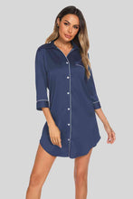 Load image into Gallery viewer, Button Up Collared Neck Night Dress with Pocket