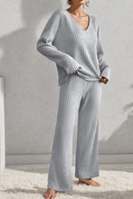 Load image into Gallery viewer, V-Neck Dropped Shoulder Top and Pants Set