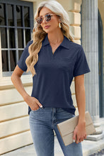 Load image into Gallery viewer, Pocketed Johnny Collar Short Sleeve Blouse