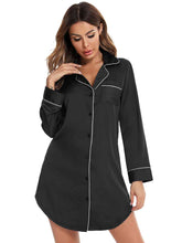 Load image into Gallery viewer, Button Up Lapel Collar Night Dress with Pocket