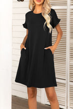 Load image into Gallery viewer, Flounce Sleeve Round Neck Dress with Pockets