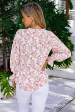 Load image into Gallery viewer, Floral Frill Trim Tie Neck Flounce Sleeve Blouse