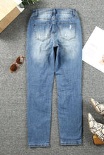 Load image into Gallery viewer, Leopard Distressed Pocketed Straight Jeans