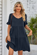 Load image into Gallery viewer, V-Neck Flounce Sleeve Tiered Dress