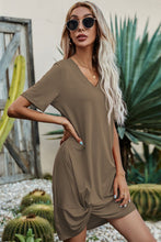 Load image into Gallery viewer, Twisted V-Neck Short Sleeve Dress