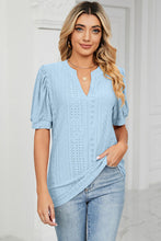 Load image into Gallery viewer, Eyelet Notched Short Sleeve T-Shirt