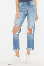 Load image into Gallery viewer, Kancan High Waist Chewed Up Straight Mom Jeans