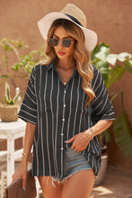 Load image into Gallery viewer, Striped Half Sleeve Collared Shirt