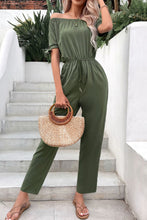 Load image into Gallery viewer, Off-Shoulder Tie Cuff Jumpsuit with Pockets