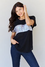 Load image into Gallery viewer, Sew In Love Shine Bright Full Size Center Mesh Sequin Top in Black/Silver