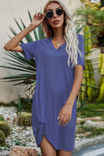 Load image into Gallery viewer, Twisted V-Neck Short Sleeve Dress