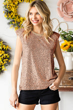 Load image into Gallery viewer, Sequin Round Neck Capped Sleeve Tank