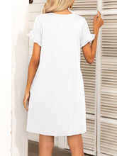 Load image into Gallery viewer, Round Neck Flounce Sleeve Dress with Pockets