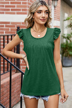 Load image into Gallery viewer, Ruffled Ruched Round Neck Tank