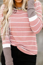 Load image into Gallery viewer, Striped Round Neck Long Sleeve T-Shirt