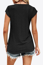 Load image into Gallery viewer, Eyelet Contrast V-Neck Tee