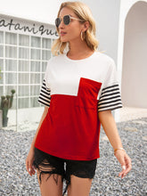 Load image into Gallery viewer, Striped Color Block Round Neck Tee