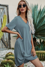 Load image into Gallery viewer, Twisted V-Neck Short Sleeve Dress