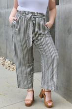 Load image into Gallery viewer, Heimish Find Your Path Full Size Paperbag Waist Striped Culotte Pants