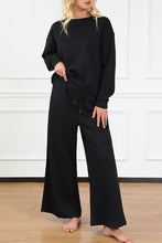 Load image into Gallery viewer, Double Take Full Size Textured Long Sleeve Top and Drawstring Pants Set