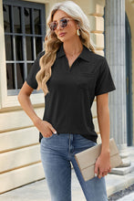 Load image into Gallery viewer, Pocketed Johnny Collar Short Sleeve Blouse