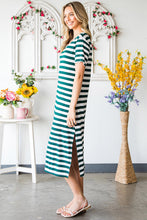 Load image into Gallery viewer, Striped V-Neck Short Sleeve Side Slit Dress