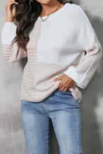 Load image into Gallery viewer, Color Block Tied Dropped Shoulder Sweater