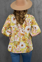 Load image into Gallery viewer, Floral Frill Trim Tie Neck Flounce Sleeve Blouse