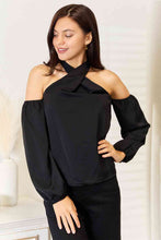 Load image into Gallery viewer, Double Take Grecian Cold Shoulder Long Sleeve Blouse