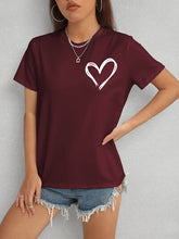 Load image into Gallery viewer, Heart Round Neck Short Sleeve T-Shirt