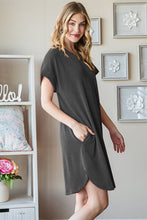 Load image into Gallery viewer, Heimish Full Size Ribbed Round Neck Short Sleeve Tee Dress