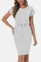 Load image into Gallery viewer, Tie Front Round Neck Short Sleeve Dress