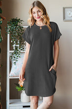 Load image into Gallery viewer, Heimish Full Size Ribbed Round Neck Short Sleeve Tee Dress