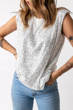 Load image into Gallery viewer, Sequin Round Neck Capped Sleeve Tank