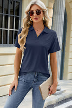 Load image into Gallery viewer, Pocketed Johnny Collar Short Sleeve Blouse