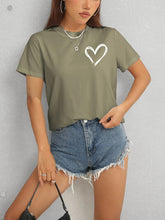 Load image into Gallery viewer, Heart Round Neck Short Sleeve T-Shirt